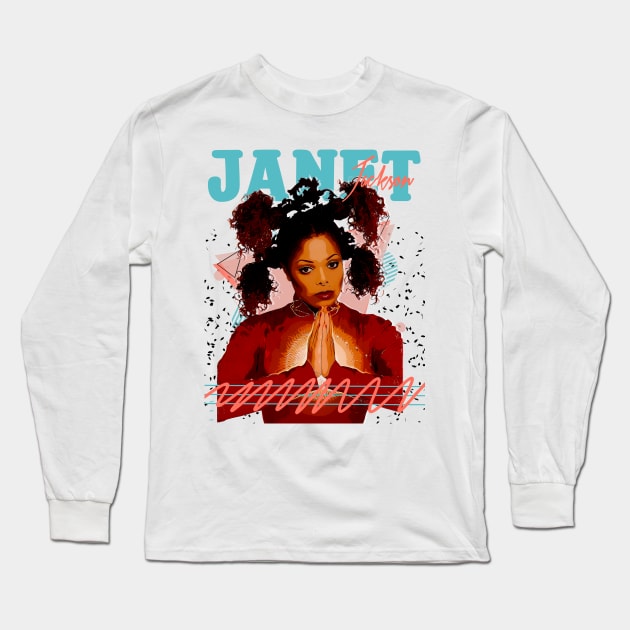 Janet JacKson Together Again Fan Art Retro Design // Vintage Long Sleeve T-Shirt by Nandin Putri